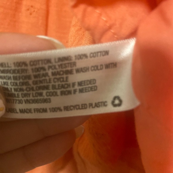 Vibrant Cat & Jack Vibrant Ruffle Orange Girls Dress, 100% Cotton Lining - Picture 5 of 9